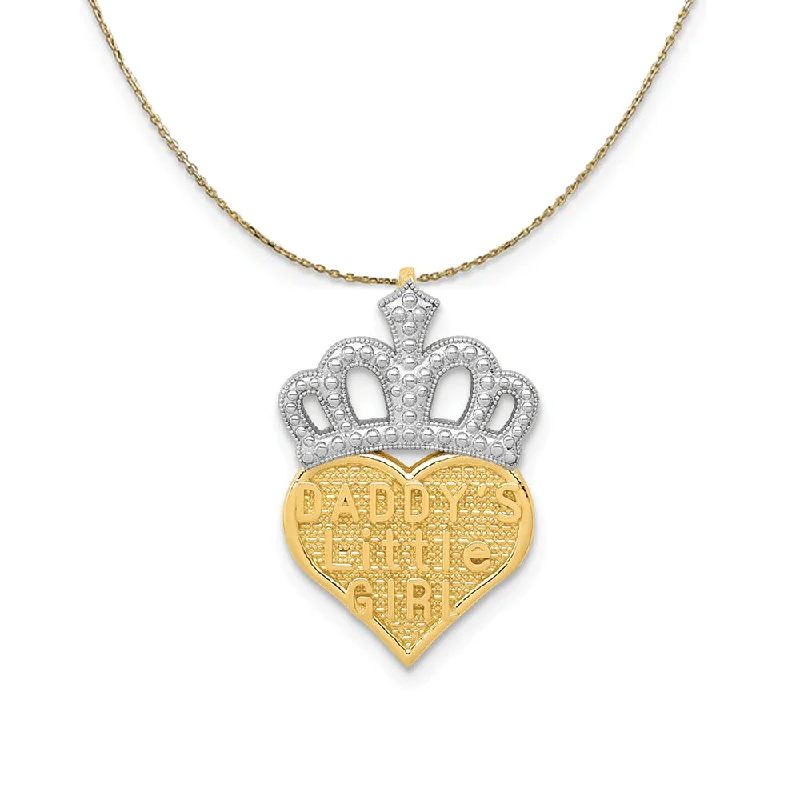 14k Yellow Gold, Rhodium Daddy's Little Girl Heart Necklace