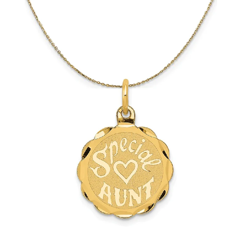 14k Yellow Gold Special Aunt Disc Necklace