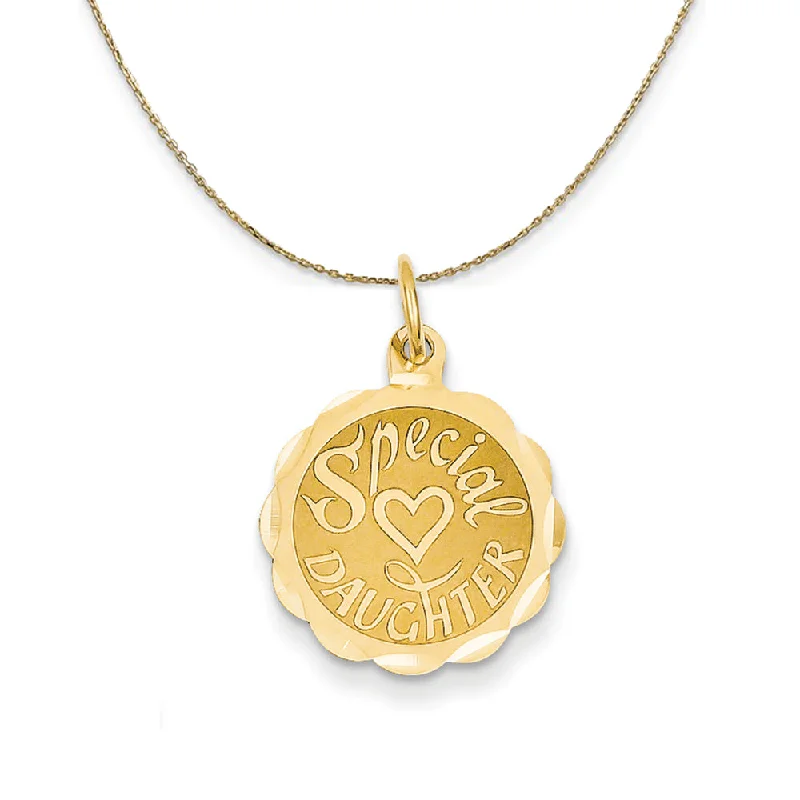 14k Yellow Gold Special Daughter Engravable Disc Necklace