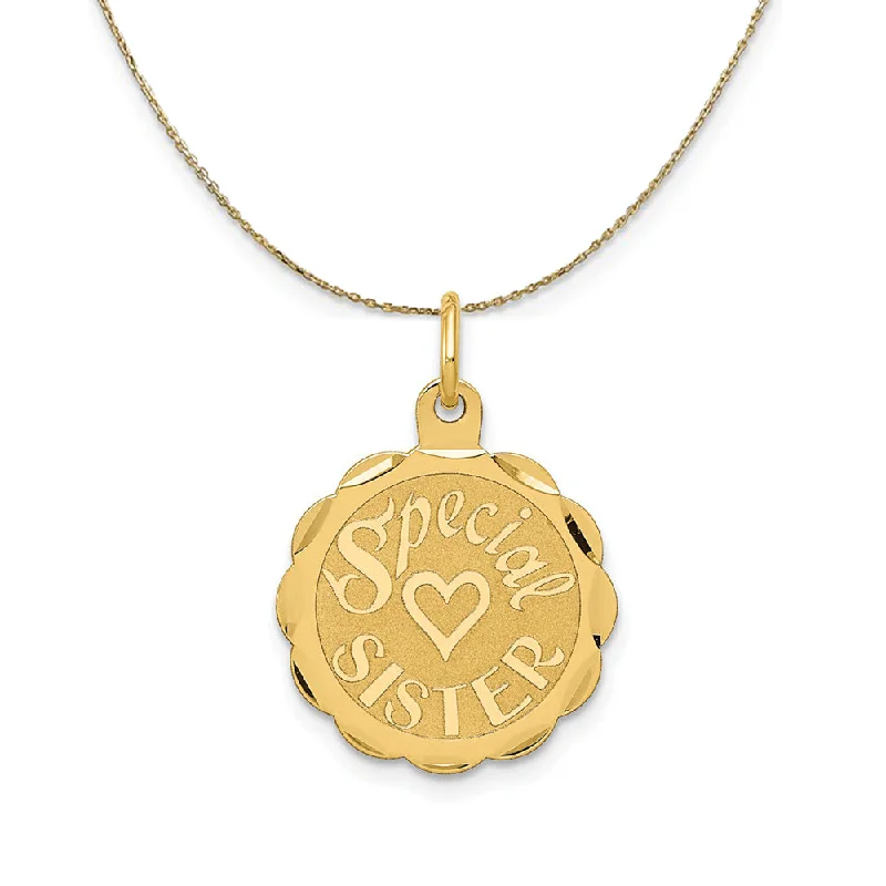 14k Yellow Gold Special Sister Disc Necklace