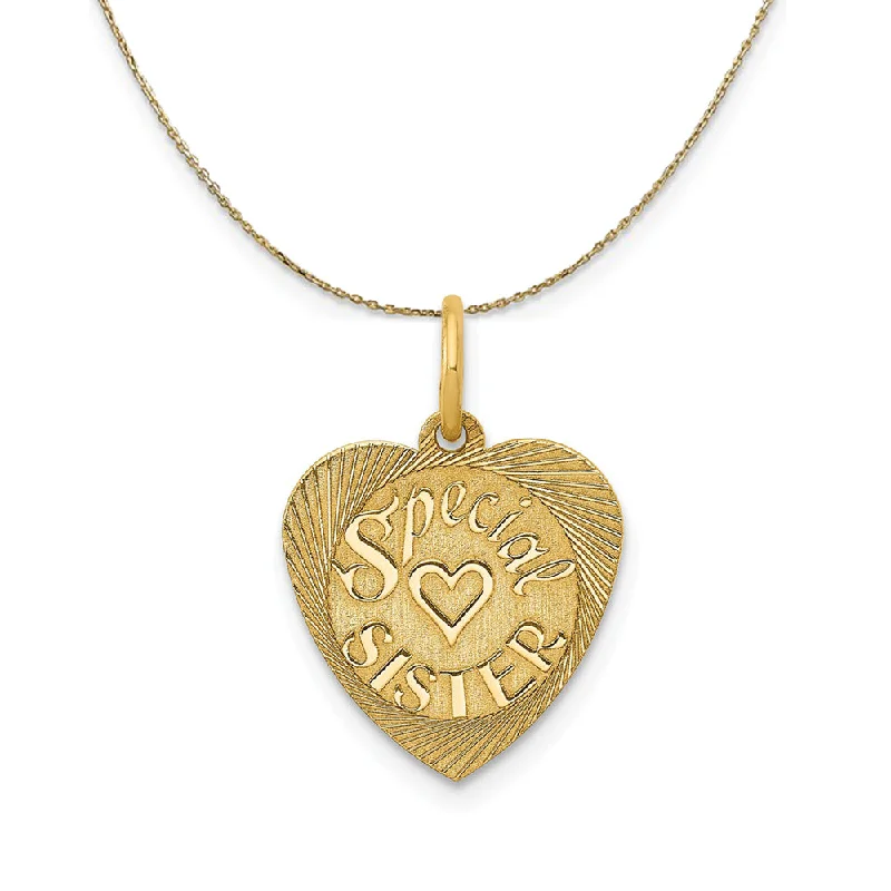 14k Yellow Gold Special Sister Heart Necklace