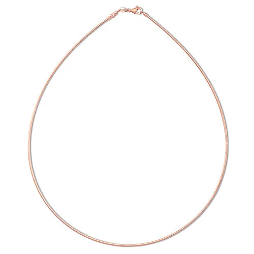 17" 1.5mm Round Omega Chain in Rose Gold