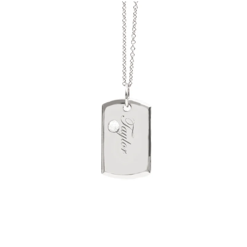 Everyday Dog Tag - 18-Karat Solid Gold & Solitaire Diamond