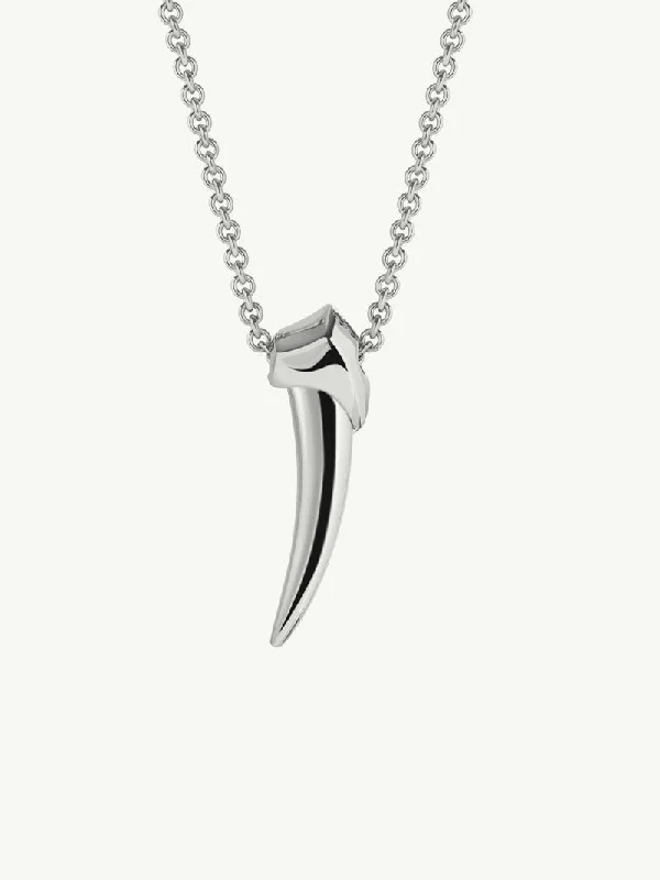 Damian Brevis Horn Talisman Pendant Necklace In Sterling Silver, 36mm