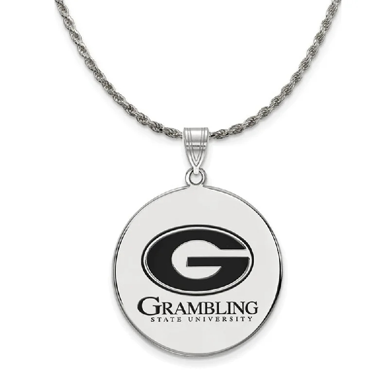 Sterling Silver Grambling State XL Enamel Disc Necklace