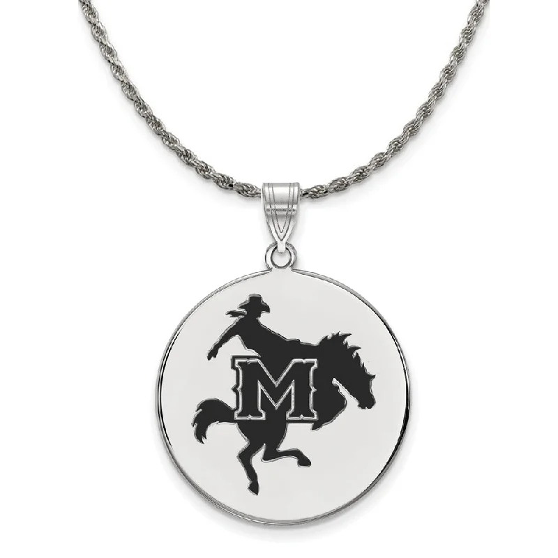 Sterling Silver McNeese State XL Enamel Disc Necklace