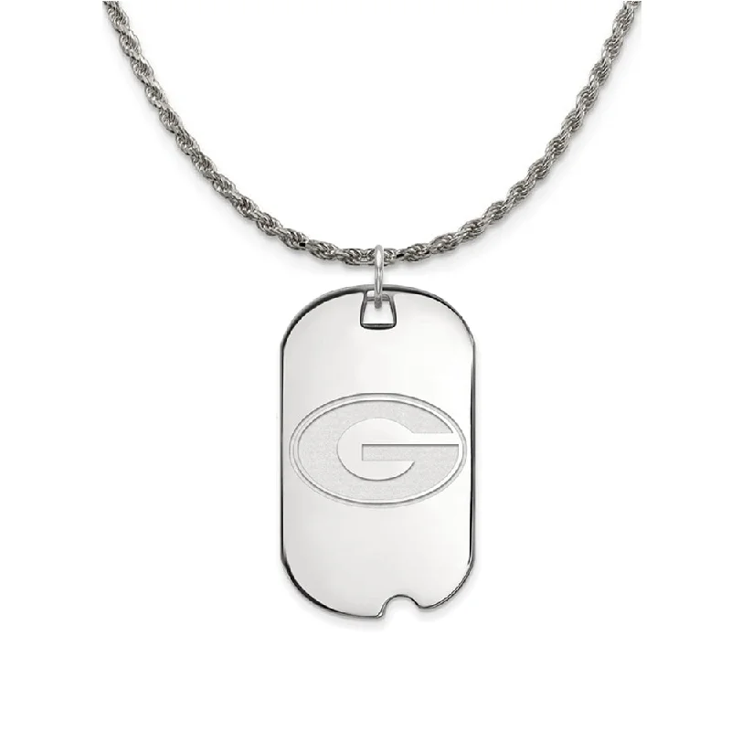 Sterling Silver U. of Georgia Large Dog Tag Pendant Necklace