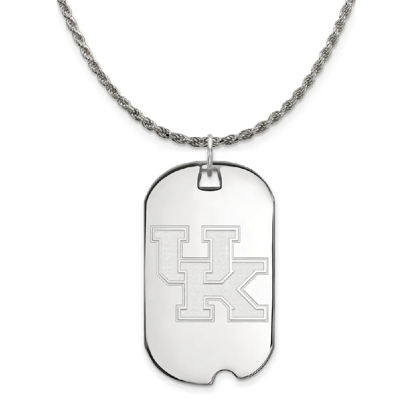 Sterling Silver U. of Kentucky Large Dog Tag Pendant Necklace