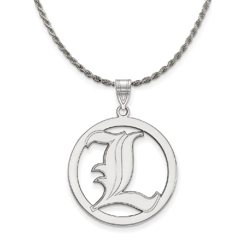 Sterling Silver U. of Louisville Large Circle Pendant Necklace