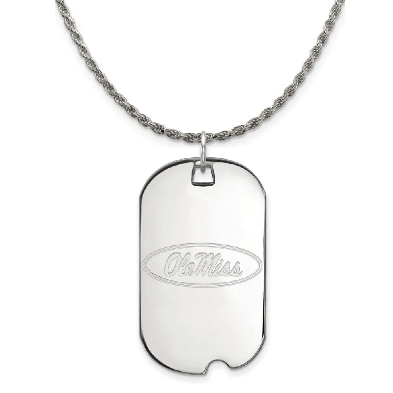 Sterling Silver U. of Mississippi Large Dog Tag Necklace