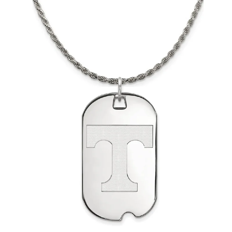 Sterling Silver U. of Tennessee Large Initial T Dog Tag Necklace