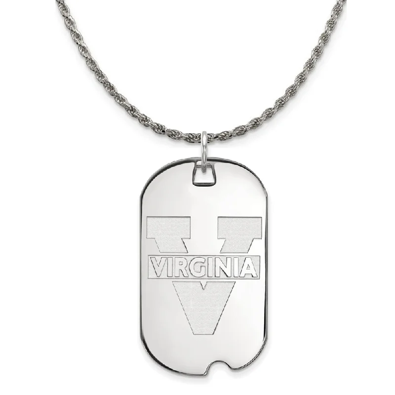 Sterling Silver U. of Virginia Large Dog Tag Necklace