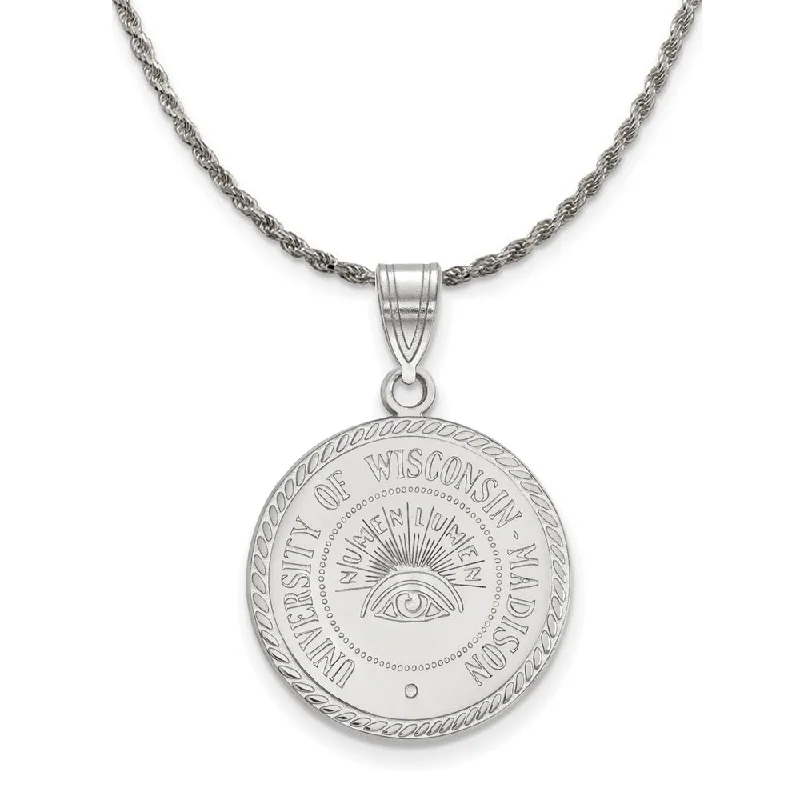 Sterling Silver U. of Wisconsin Large Crest Disc Necklace