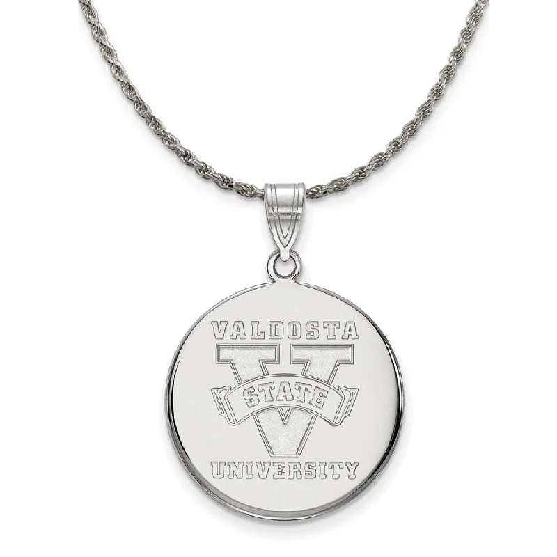 Sterling Silver Valdosta State Large Disc Pendant Necklace