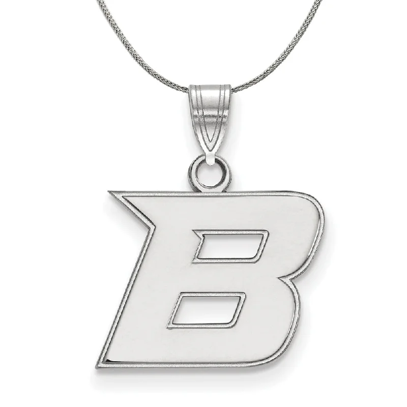 Sterling Silver Boise State Small Initial B Necklace