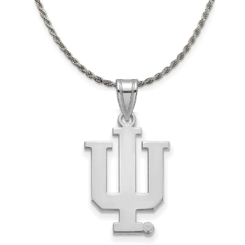 Sterling Silver Indiana U XL Pendant Necklace