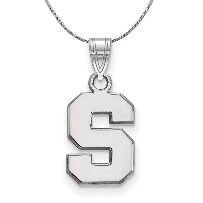 Sterling Silver Michigan State Small Initial S Necklace