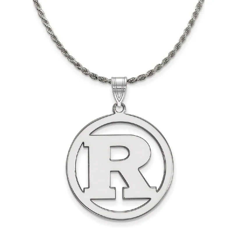 Sterling Silver Rutgers Large Initial R Circle Necklace