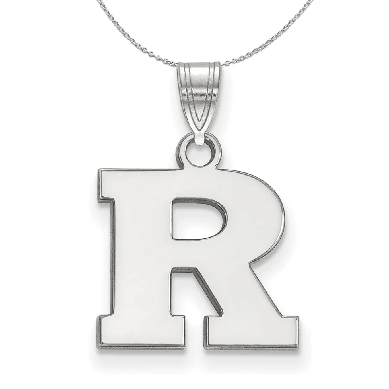 Sterling Silver Rutgers Small Initial R Necklace