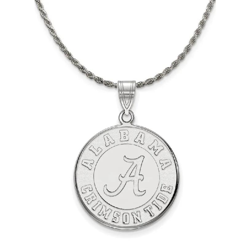 Sterling Silver U. of Alabama Large Disc Pendant Necklace