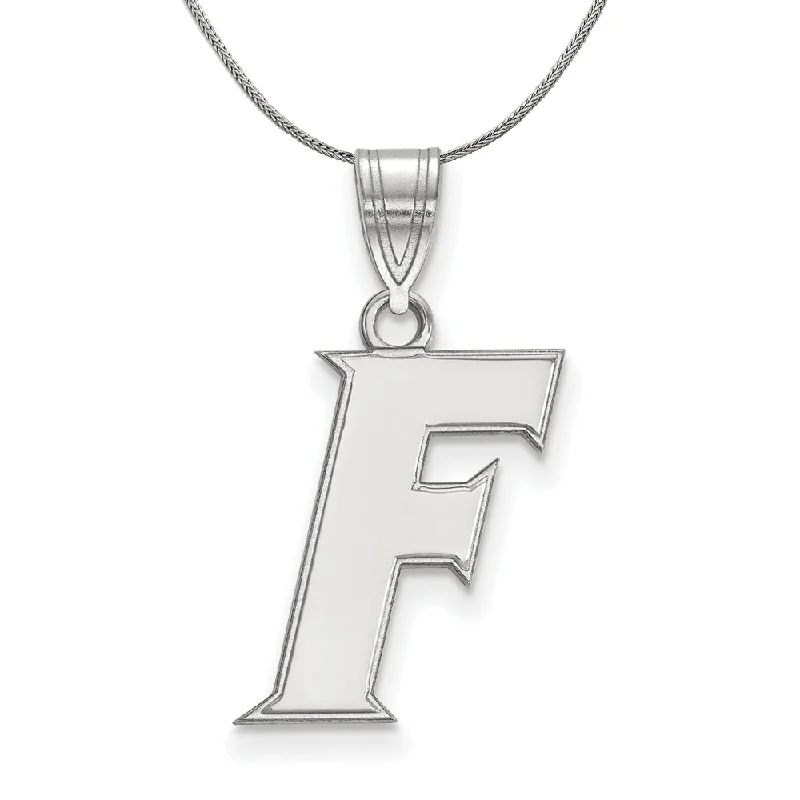 Sterling Silver U. of Florida Medium Initial F Necklace