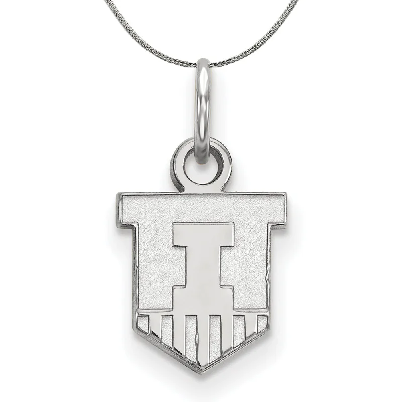 Sterling Silver U. of Illinois XS (Tiny) Shield Pendant Necklace