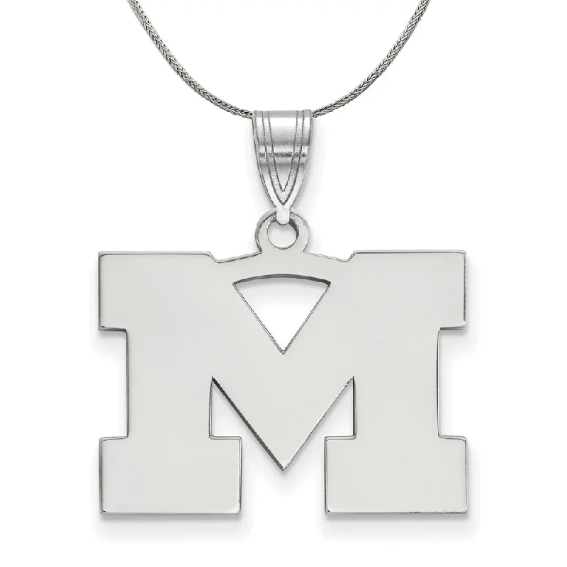 Sterling Silver U. of Michigan Medium Initial M Necklace