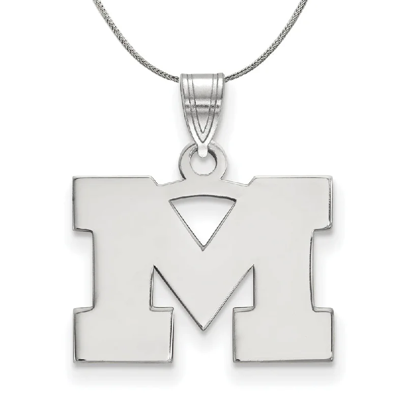 Sterling Silver U. of Michigan Small Initial M Necklace