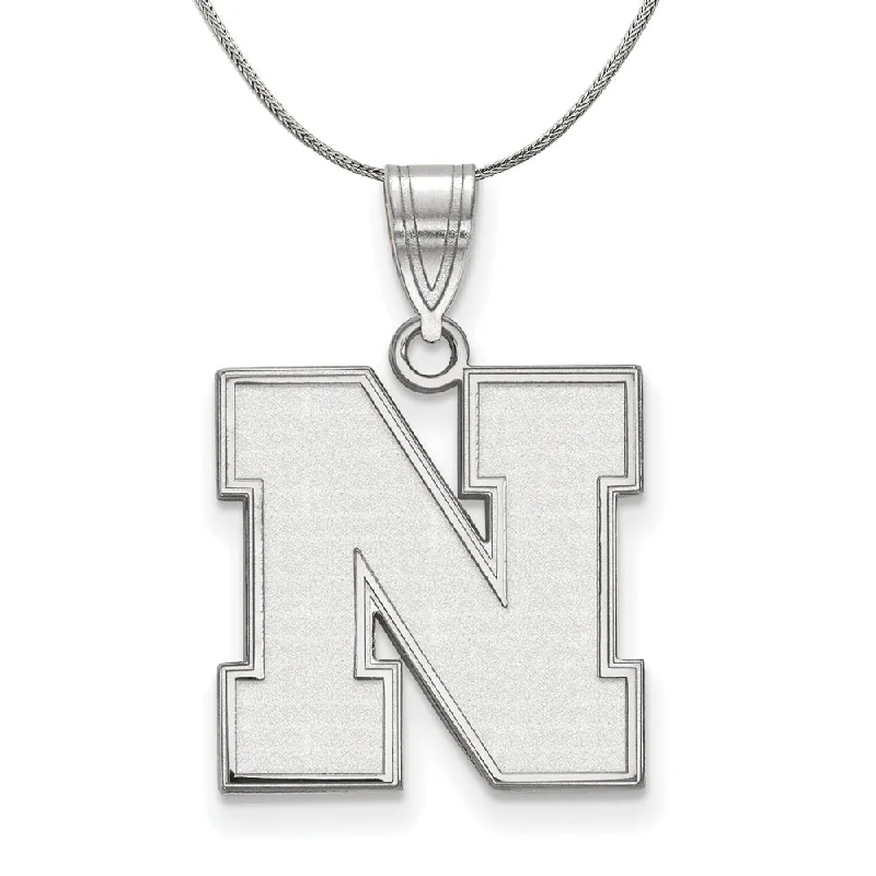 Sterling Silver U. of Nebraska Medium Initial N Necklace