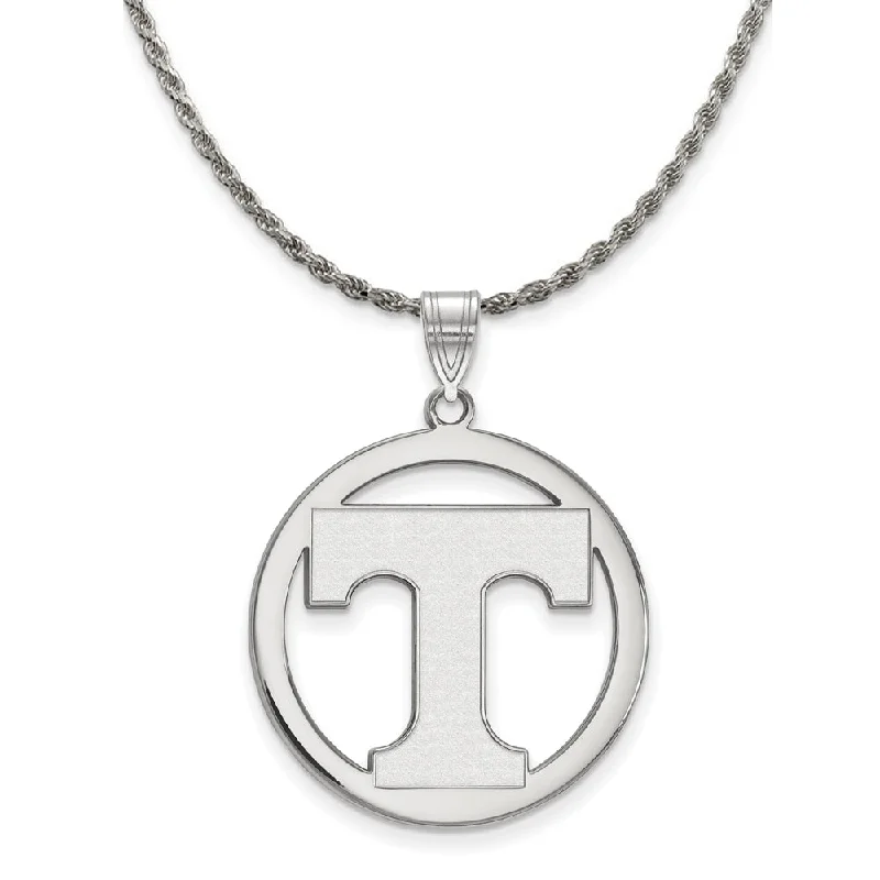 Sterling Silver U. of Tennessee Large Initial T Circle Necklace