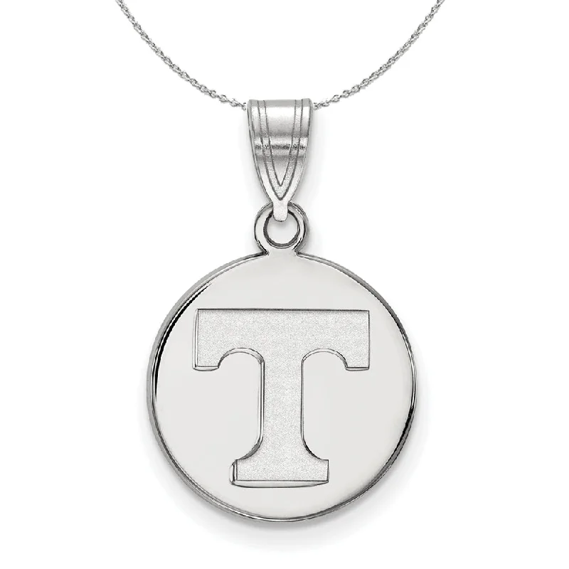 Sterling Silver U. of Tennessee Medium Initial T Disc Necklace