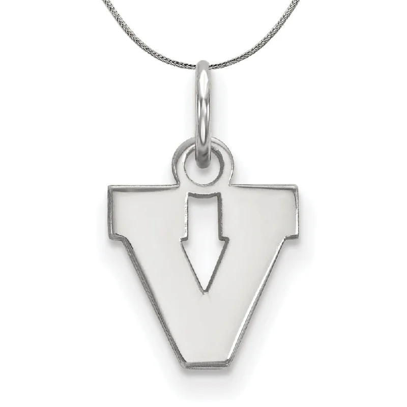 Sterling Silver U. of Virginia XS (Tiny) Initial V Necklace