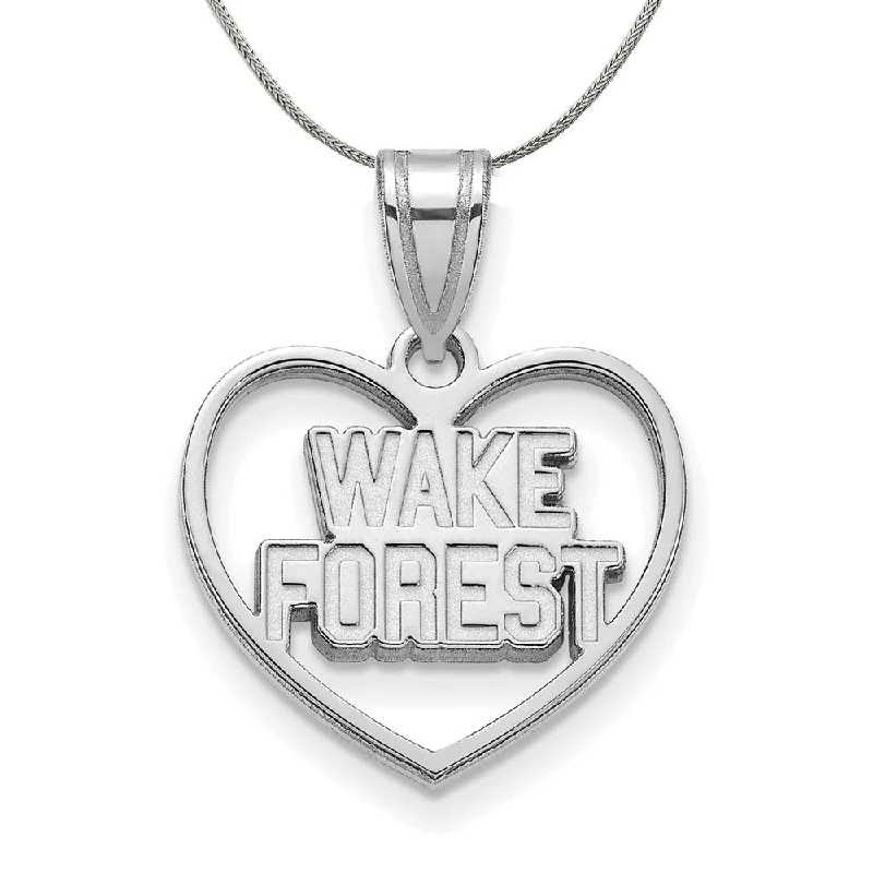 Sterling Silver Wake Forest U. Heart Pendant Necklace