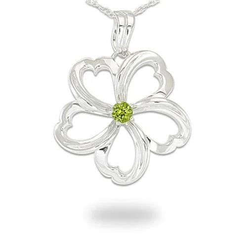 18" Plumeria Peridot Necklace in Sterling Silver - 30mm