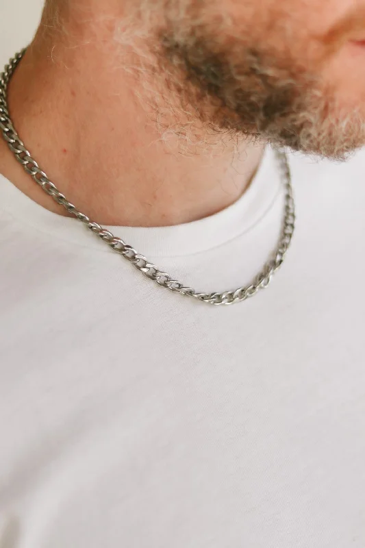 Silver links chain necklace for men, men's necklace, thick cable chain, gift for him, minimalist mens jewelry, gourmet chain, fathers day