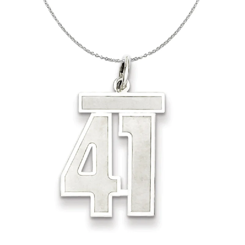 Sterling Silver, Jersey Collection, Medium Number 41 Necklace