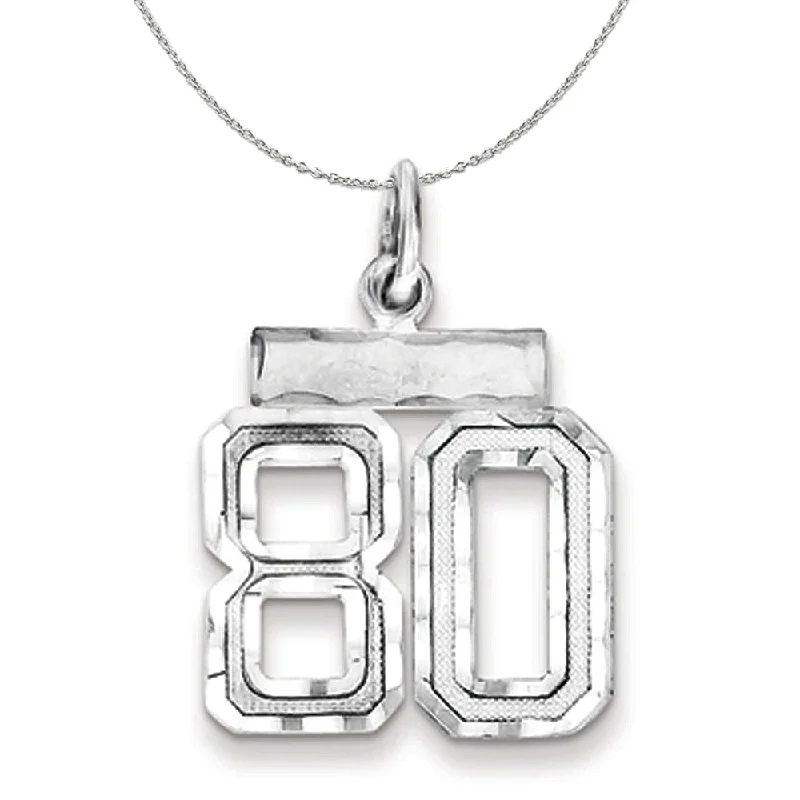 Sterling Silver, Varsity Collection, Small D/C Number 80 Necklace