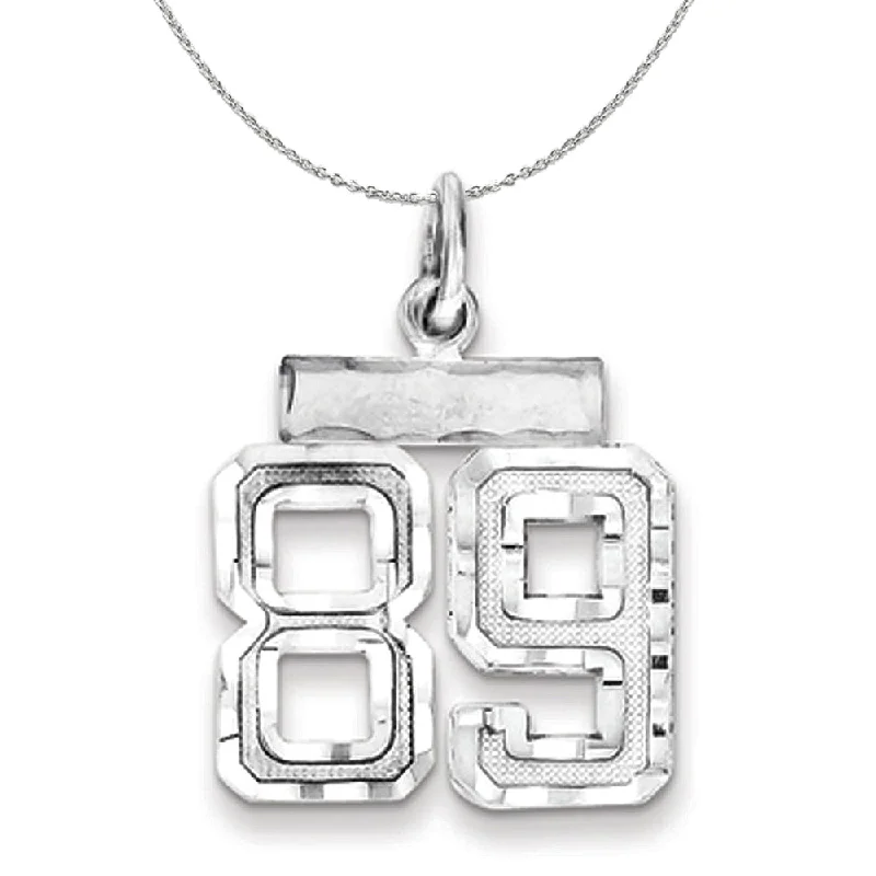 Sterling Silver, Varsity Collection, Small D/C Number 89 Necklace