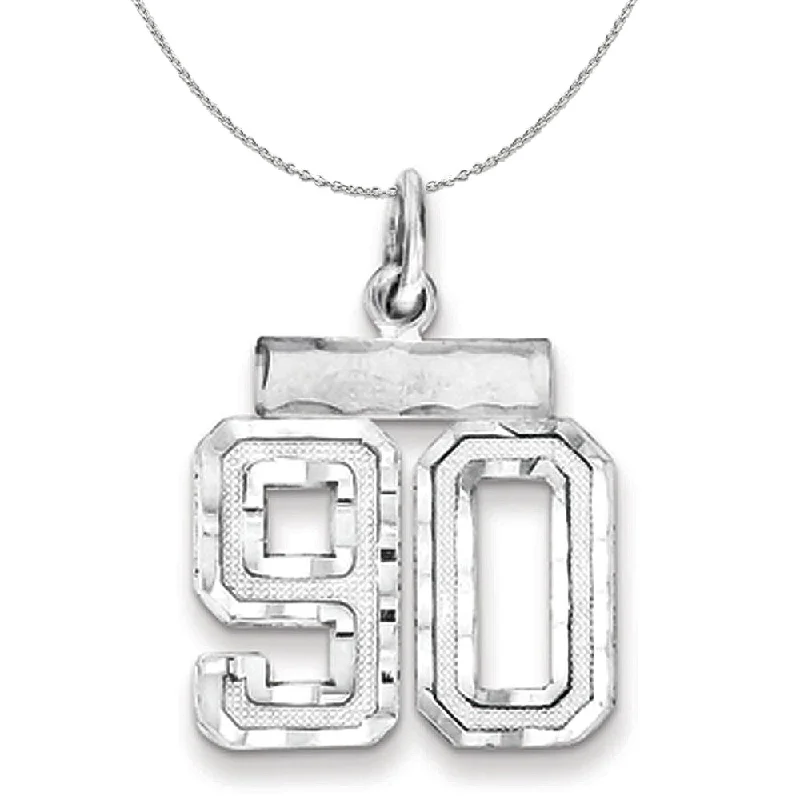 Sterling Silver, Varsity Collection, Small D/C Number 90 Necklace