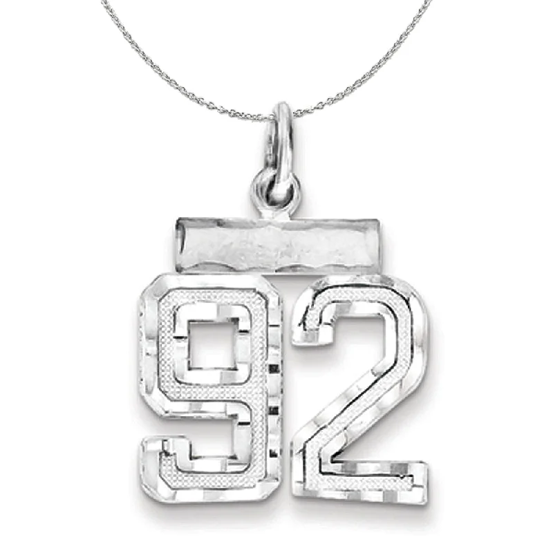 Sterling Silver, Varsity Collection, Small D/C Number 92 Necklace