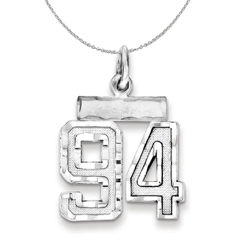 Sterling Silver, Varsity Collection, Small D/C Number 94 Necklace