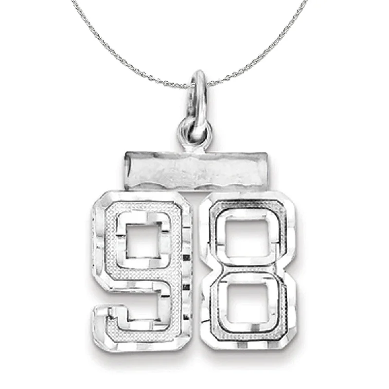 Sterling Silver, Varsity Collection, Small D/C Number 98 Necklace