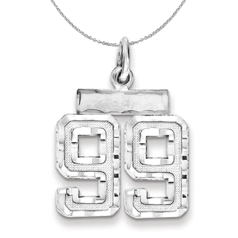 Sterling Silver, Varsity Collection, Small D/C Number 99 Necklace