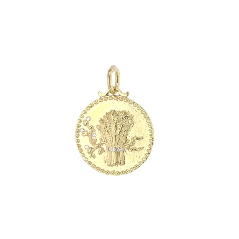 0.03 ctw Diamond Wheat Abundance Medallion Pendant