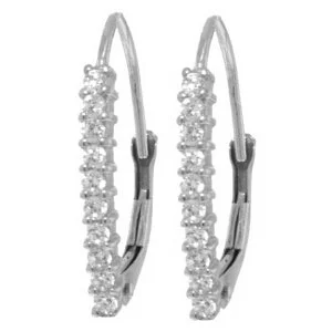 0.45 Carat 14K Solid White Gold Leverback Earrings Natural White Topaz