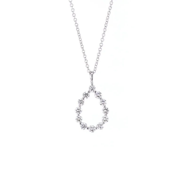 0.57 ctw Diamond Open Pear Pendant Necklace