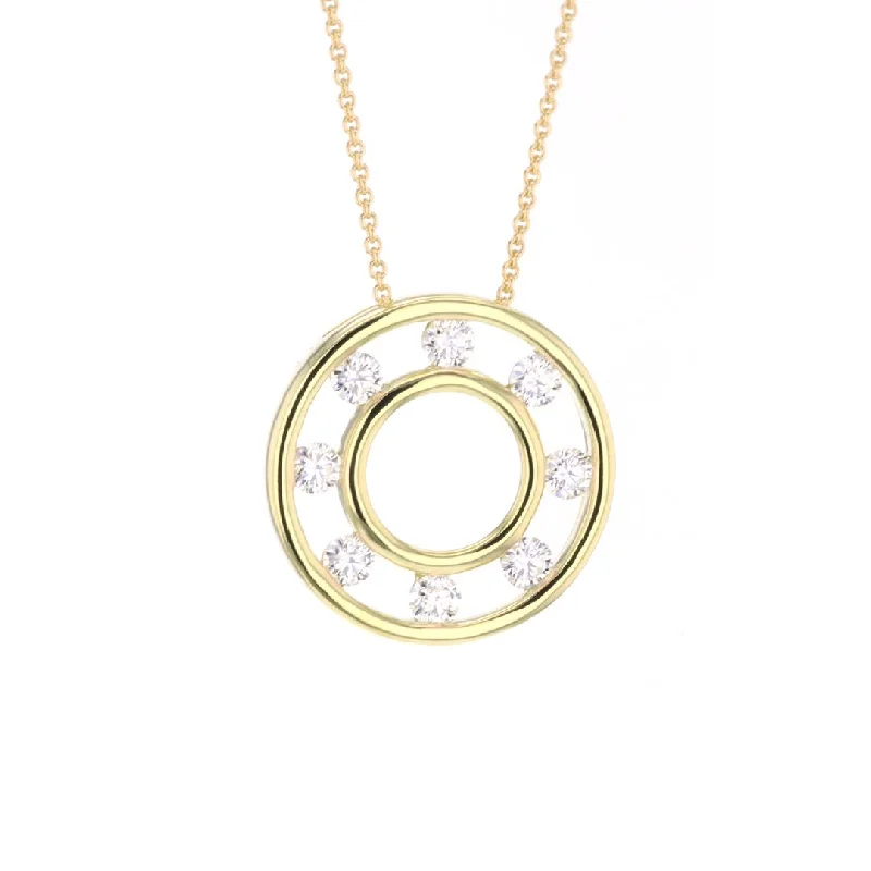 0.87 ctw Diamond Open Circle Pendant Necklace