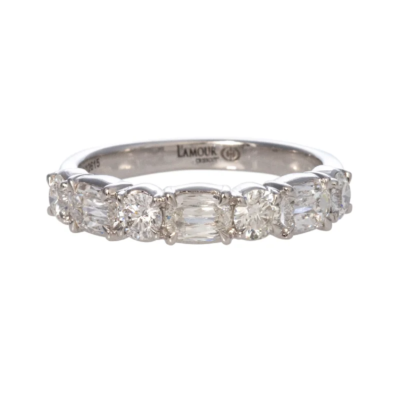 1.12ctw L’Amour Crisscut & Round Diamond 7-Stone Band