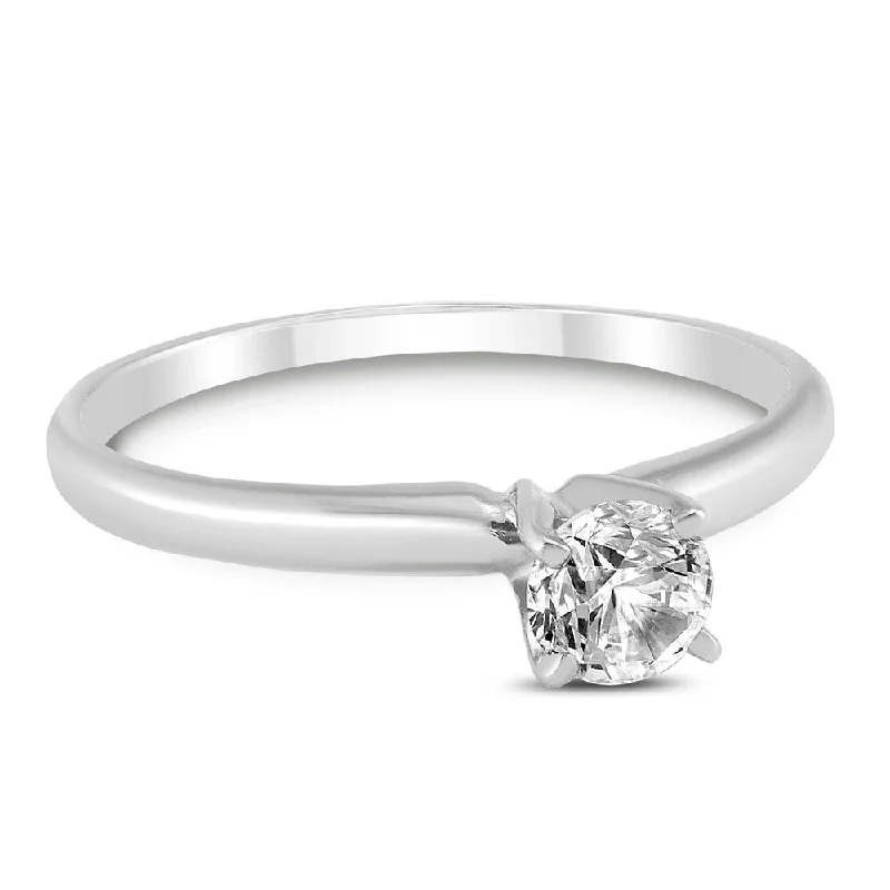 1/4 Carat Round Diamond Solitaire Ring in 14K White Gold