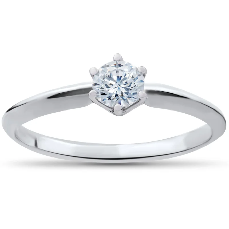 1/4ct Solitaire Diamond Engagement Ring 14K White Gold